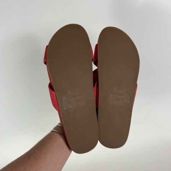 Birdies Slide Sandals Women's 9.5 Red Suede Cross-Strap Comfort Open Toe Outdoor - Picture 8 of 9